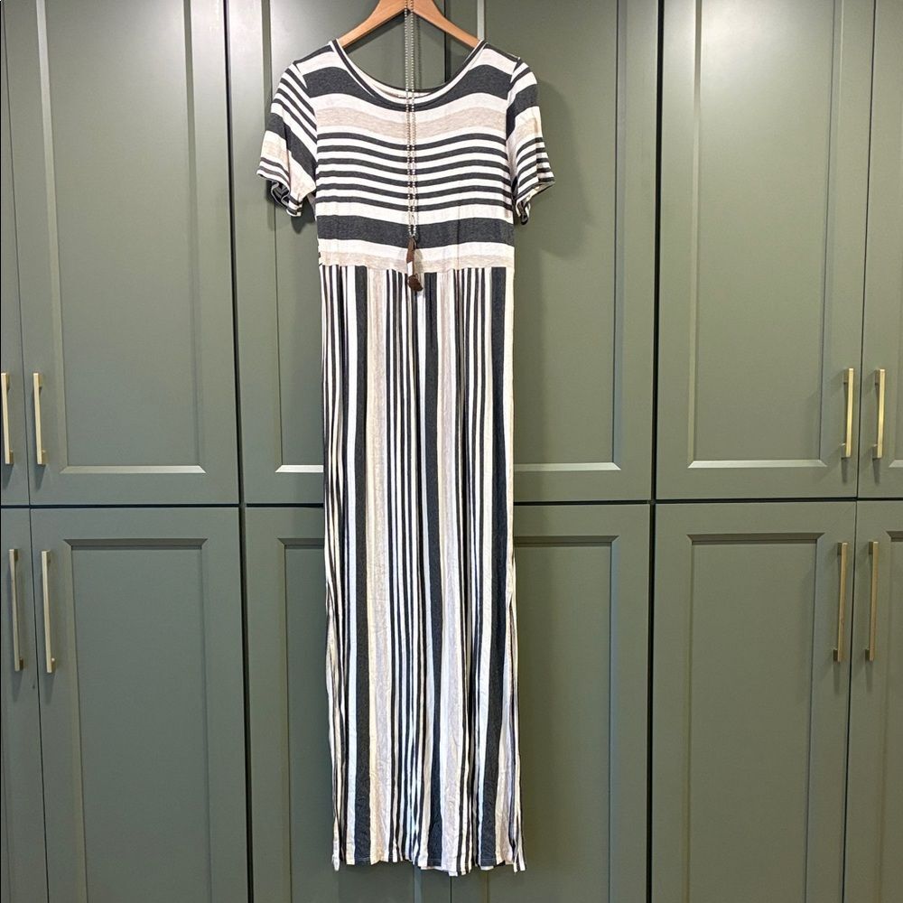 Feathers Brown and Gray Textured Fabric Dress